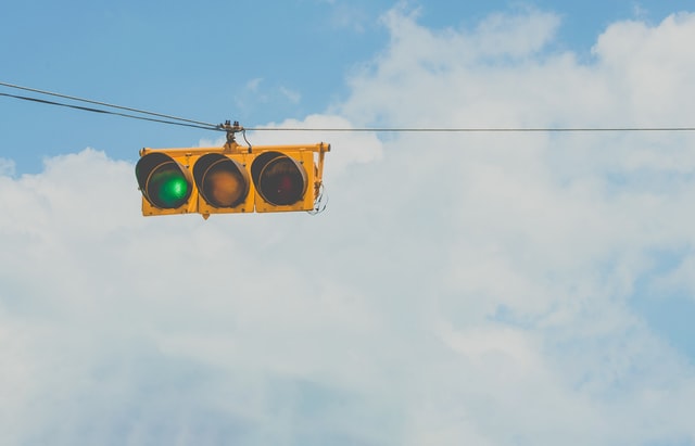 Traffic light showing green